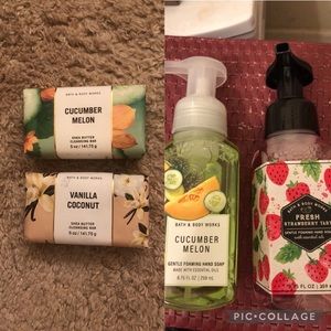 Bath and Body hand soap and bar of soap